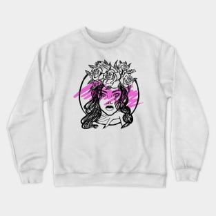 Beautiful girl in flowers Crewneck Sweatshirt